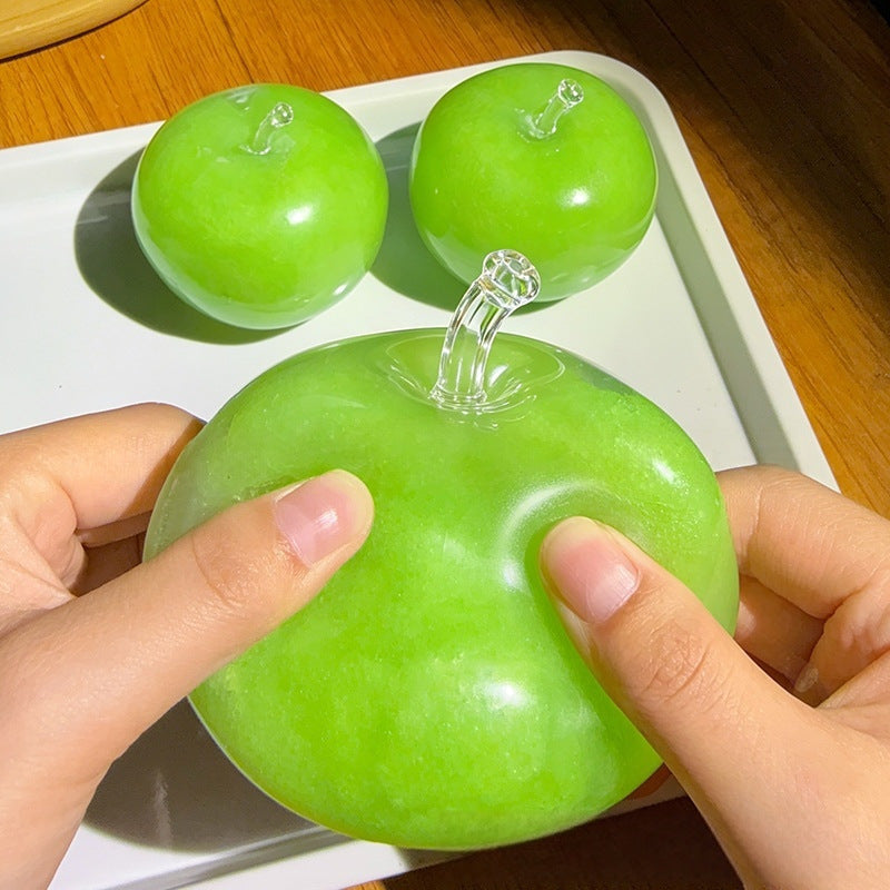 Crystal Green Apple Squishy - Water Ball Stress Toy - Realistic Fruit Slow Rebound