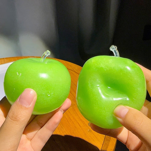Crystal Green Apple Squishy - Water Ball Stress Toy - Realistic Fruit Slow Rebound